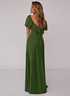 Barbie ♥ Azazie Bridesmaid Dresses Olive A-Line Pleated Chiffon Dress image3