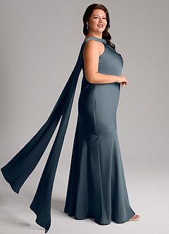 Azazie Kinsley Bridesmaid Dresses Twilight Mermaid Side Slit Stretch Satin Dress image10