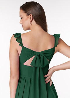 Azazie Metz Final Sale Dark Green A-Line Sweetheart Ruched Chiffon Dress image6