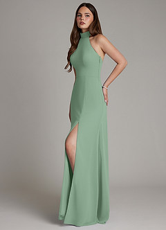 Azazie Myra Bridesmaid Dresses Matcha A-Line High Neck Chiffon Dress image5