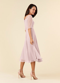 Azazie Naomi Mother of the Bride Dresses Blushing Pink A-Line Boatneck Pleated Chiffon Dress image4