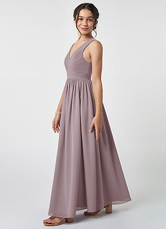 Azazie Keyla Junior A-Linie Plissee Chiffon Kleid Dämmerung image3