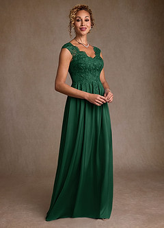 Azazie Amethyst Mother of the Bride Dresses Dark Green A-Line Lace Dress image5