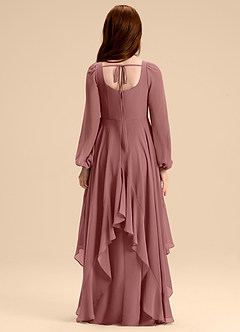 Azazie Clara Junior Robe Trapèze en Mousseline de soie Blouson Rose Du Désert image2
