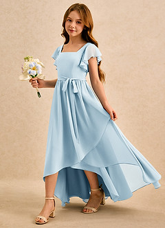 Azazie Milly Girls Formal Flower Girl Dresses Sky Blue A-Line Pleated Chiffon Dress image6