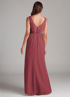 Azazie Tanicia Bridesmaid Dresses Merlot A-Line Pleated Chiffon Dress image7