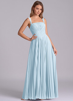 Azazie Mina Abiti da Damigella Abito A-Line in Chiffon Plissettato Azzurro image6