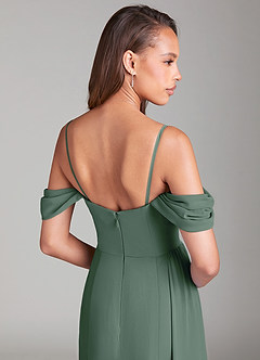 Azazie Amyra Bridesmaid Dresses Eucalyptus Sheath Off the Shoulder Chiffon Convertible Dress image7