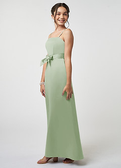 Azazie Anina Junior Dusty Sage A-Line Bow Matte Satin Dress image5