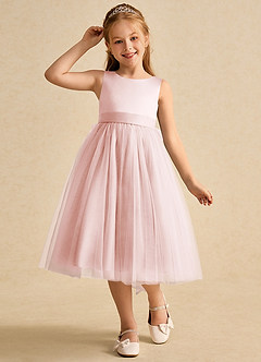 Azazie Winnie Abiti da Ragazza di Fiori Abito Principessa in Tulle Fiocco Rosa Rossore image4