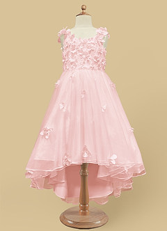 Azazie Ceres Flower Girl Dresses Blushing Pink Ball-Gown Lace Tulle Dress image6