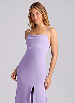 Azazie Grata 신부 들러리 드레스 인어 주름진 쉬폰 바닥 길이 드레스 image7