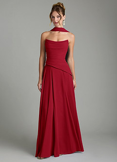 Azazie Gabriela Bridesmaid Dresses Scarlet A-Line Corset Chiffon Dress image1