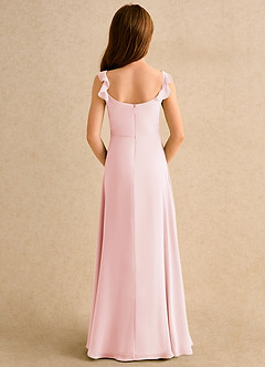 Azazie Puppy Junior Formal Flower Girl Dresses Blushing Pink A-Line Pleated Chiffon Dress image2