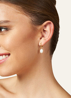 front Golden Pearl Earrings