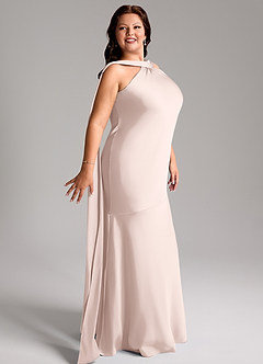 Azazie Kinsley Bridesmaid Dresses Blushing Pink Mermaid Side Slit Stretch Satin Dress image12