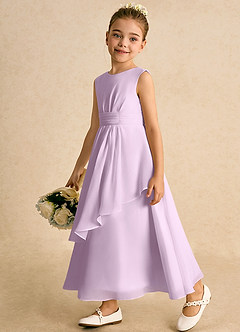 Azazie Edelweiss Blumenmädchenkleider A-Linie Plissee Chiffon Kleid Frostiges Flieder image5
