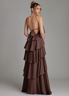 Azazie Deena Bridesmaid Dresses Ganache A-Line Ruched Chiffon Dress image2