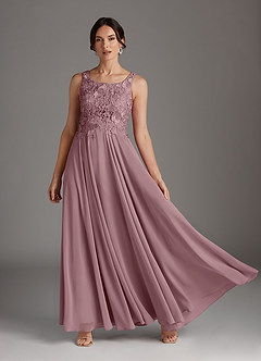 Azazie Kana Mother of the Bride Dresses Dusty Rose A-Line Scoop lace Chiffon Dress image6