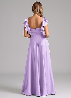 Azazie Leilani Bridesmaid Dresses Lilac A-Line Ruched Stretch Satin Dress image2