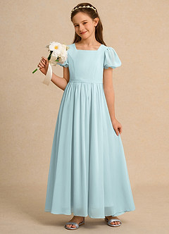 Azazie Joss Flower Girl Dresses Mist A-Line with Sleeves Chiffon Dress image9