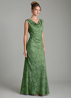 Azazie Kieryn Bridesmaid Dresses Eucalyptus Mermaid Pleated Floral Burnout Dress image4