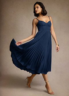 Dulcie Navy Pleated Midi Dress image4
