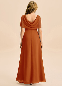 Azazie Emma Junior Robe Trapèze en Mousseline de soie Plissée Paprika image2