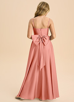 Azazie Bear Junior Coral A-Line Sweetheart Neckline Stretch Satin Dress image2