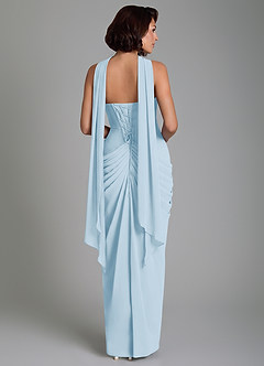 Azazie Nyra Robes de demoiselle d'honneur Robe Fourreau en Mousseline de soie Corset Bleu Ciel image4