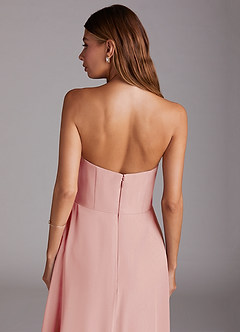 Azazie Wren 신부 들러리 드레스 A라인 스트랩리스 쉬폰 티 길이 드레스 image8