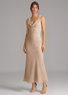 Azazie Rylina 신부 들러리 드레스 인어 주름진 쉬폰 발목 길이 드레스 image3