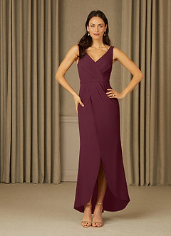 Azazie Yabelle Mother of the Bride Dresses Cabernet Mermaid Lace Chiffon Dress image3