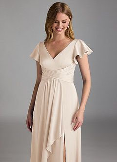 Azazie Omari Bridesmaid Dresses White Alabaster A-Line Stretch Satin Dress image4