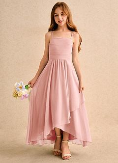 Azazie Twilight Dance Girls Formal Flower Girl Dresses Rosette A-Line Pleated Chiffon Dress image4