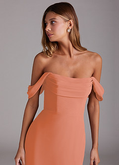 Azazie Saige Bridesmaid Dresses Sunset A-Line Off the Shoulder Chiffon Convertible Dress image5