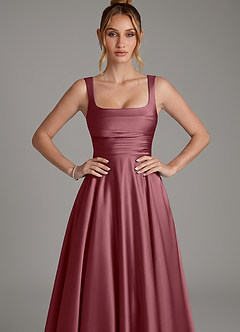 Azazie Azaria Brautjungfernkleider Eine Linie Korsett Stretch-Satin Kleid Wüstenrose image6