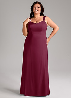 Azazie Denice Bridesmaid Dresses Mulberry Sheath Pleated Stretch Satin Dress image10
