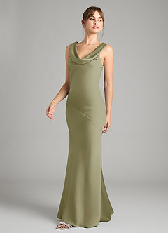 Azazie Rylina Bridesmaid Dresses Pistachio Mermaid Stretch Satin Dress image2