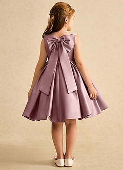 Azazie Jessie Flower Girl Dresses Dusty Rose A-Line Bow Matte Satin Dress image1