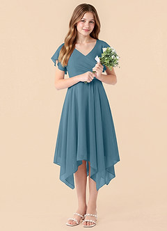 Azazie Janeaurelia Junior Bermuda A-Line Pleated Chiffon Dress image5