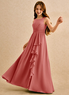 Azazie Chibi Girls Formal Flower Girl Dresses Antique Rose A-Line Pleated Chiffon Dress image5