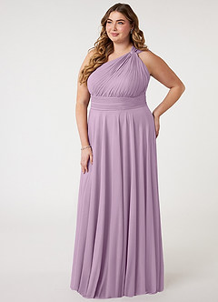 Azazie Charlize Bridesmaid Dresses Wisteria A-Line One Shoulder Mesh Dress image8