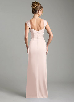 Azazie Filippa Bridesmaid Dresses Blushing Pink A-Line Pleated Stretch Satin Dress image2