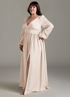 Azazie Norah Bridesmaid Dresses White Alabaster A-Line Stretch Satin Dress image11