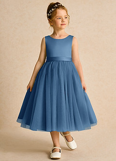 Azazie Pear Flower Girl Dresses Twilight Ball-Gown Bow Tulle Dress image4