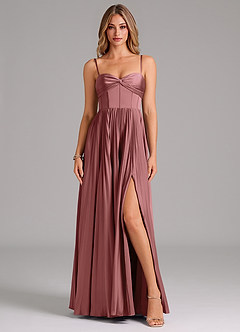 Azazie Akiko Bridesmaid Dresses Amethyst A-Line Sweetheart Neckline Stretch Satin Dress image1