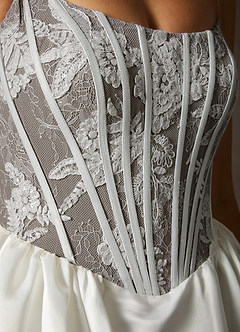 Azazie Mirabeth Abiti da Sposa Abito Principessa in Pizzo Senza Cinturino Bianco Diamante Cacao image8