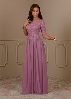 Azazie Harriet Mother of the Bride Dresses Vintage Mauve A-Line Scoop lace Mesh Dress image3