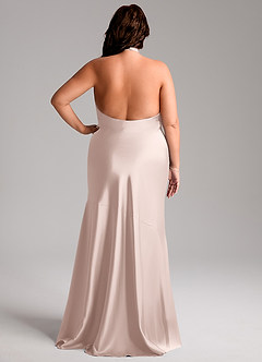 Azazie Lorena Bridesmaid Dresses Blushing Pink Mermaid Pleated Stretch Satin Dress image8